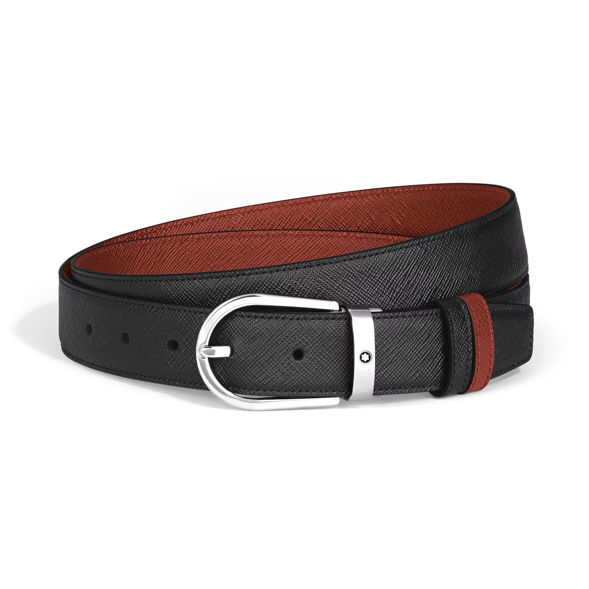 Montblanc Cinturón Reversible Sartorial Fauve/Meisterstück Negro de 30 mm con Hebilla de Herradura
