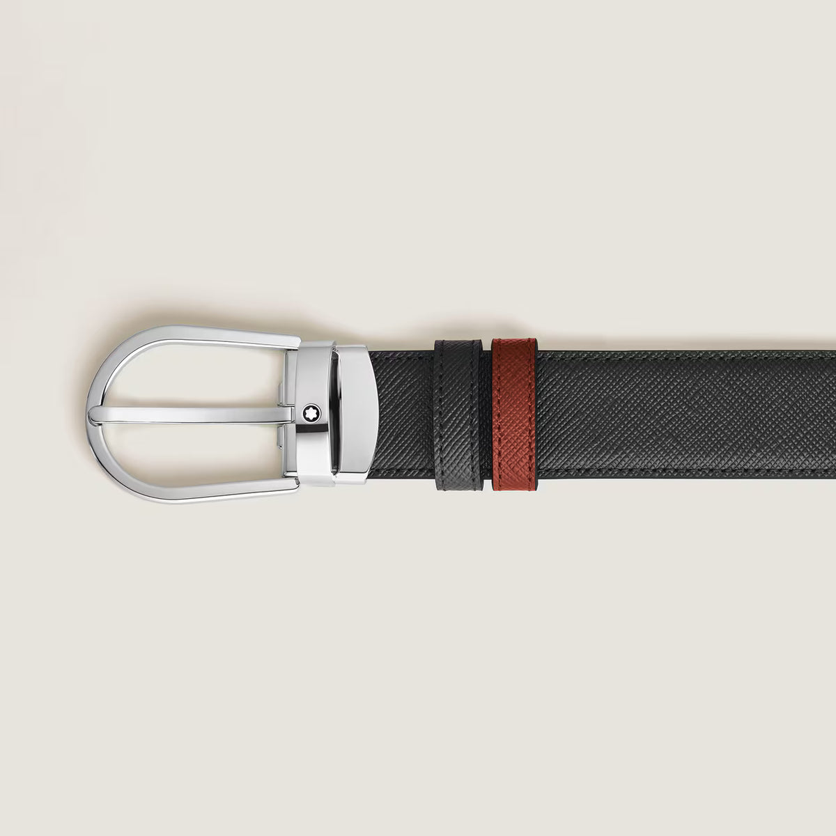Montblanc Cinturón Reversible Sartorial Fauve/Meisterstück Negro de 30 mm con Hebilla de Herradura