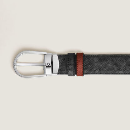 Montblanc Cinturón Reversible Sartorial Fauve/Meisterstück Negro de 30 mm con Hebilla de Herradura