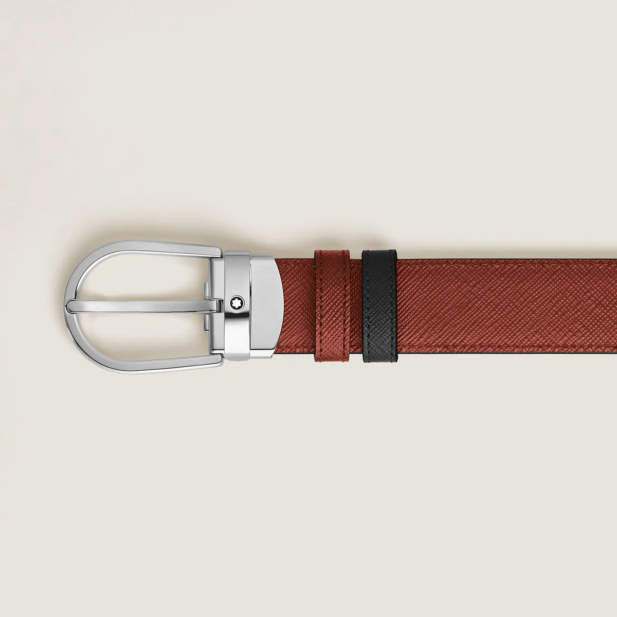 Montblanc Cinturón Reversible Sartorial Fauve/Meisterstück Negro de 30 mm con Hebilla de Herradura