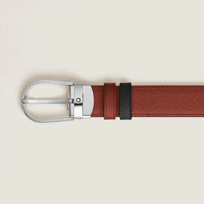 Montblanc Cinturón Reversible Sartorial Fauve/Meisterstück Negro de 30 mm con Hebilla de Herradura