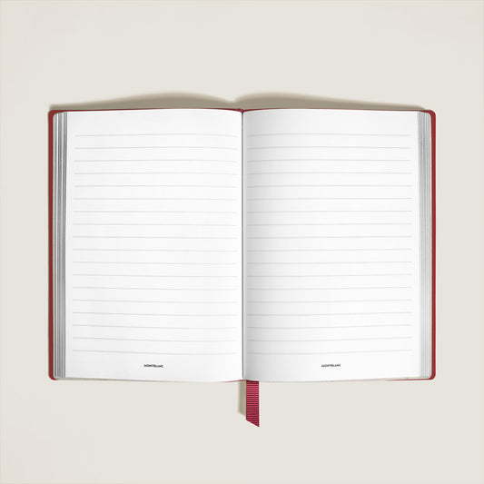 Caderno Médio Montblanc em Couro Vermelho Tijolo com Páginas Pautadas