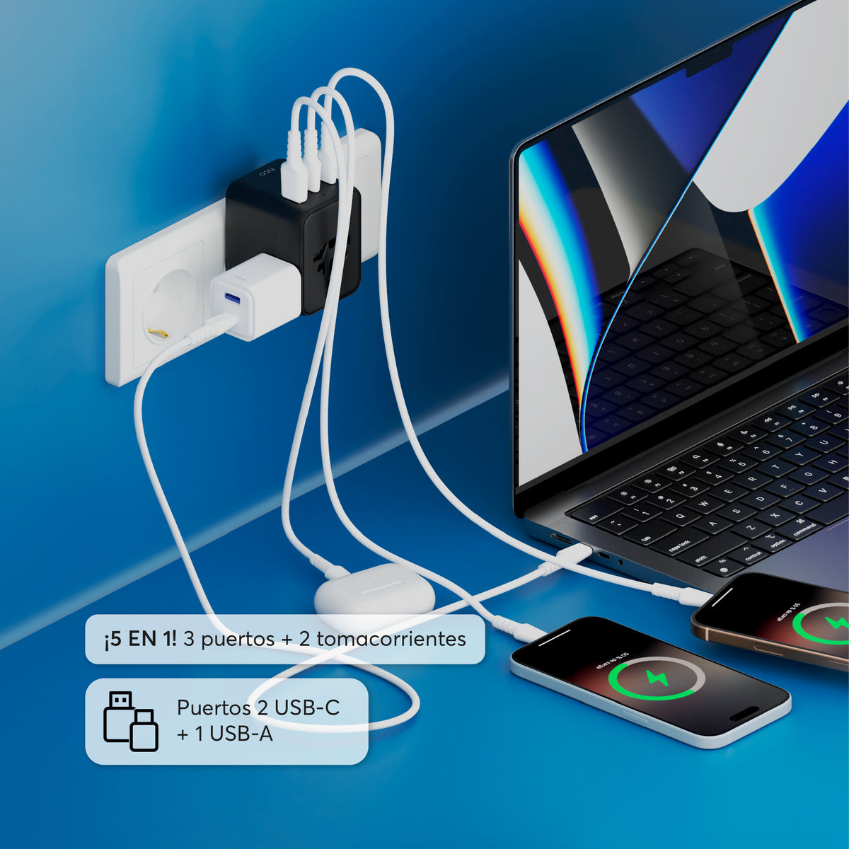 Travel Adapter Universal 25W – USB A / USB C
