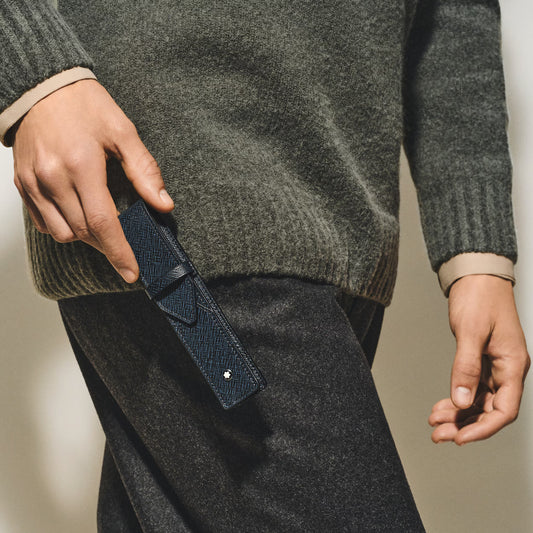 Estojo Montblanc Sartorial Tweed Blue para 1 Caneta