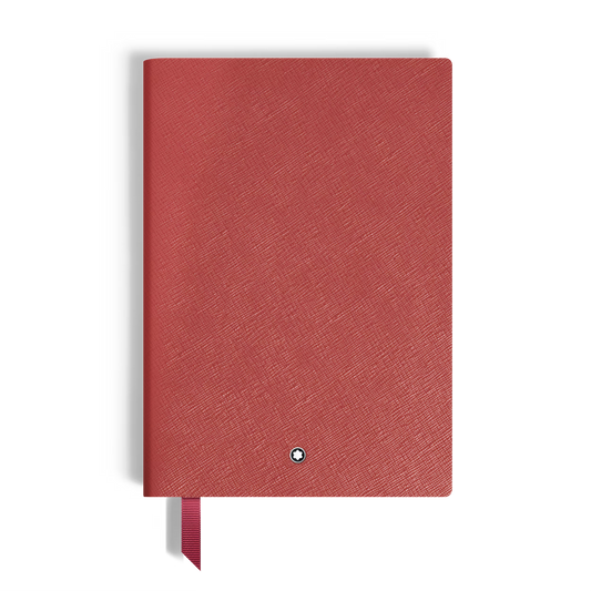 Caderno Médio Montblanc em Couro Vermelho Tijolo com Páginas Pautadas