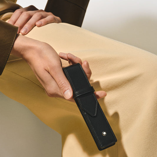 Estojo Montblanc Meisterstück Preto Tipo Envelope para 1 Caneta