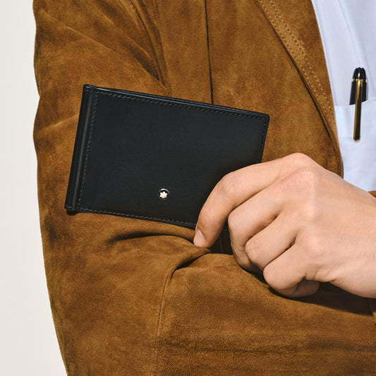 Carteira Montblanc Meisterstück Preta para 6 Cartões com Clipe para Notas